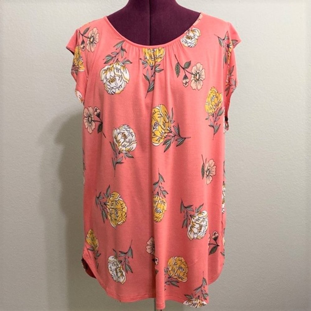 Loft Outlet Floral Short-sleeve Blouse Size Large